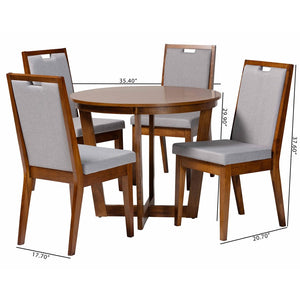 Baxton Studio Baxton Ana Modern 5-Piece Dining Set in Grey & Walnut - Stylish, Comfortable, and Durable Design Ana-Grey/Walnut-5PC Dining Set