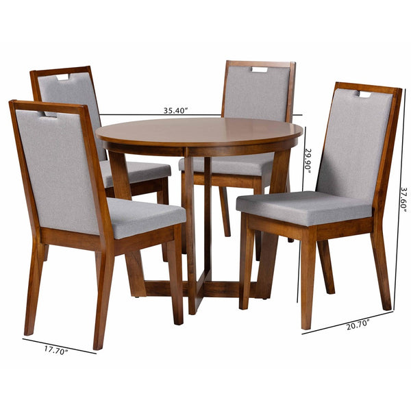 Baxton Studio Baxton Ana Modern 5-Piece Dining Set in Grey & Walnut - Stylish, Comfortable, and Durable Design Ana-Grey/Walnut-5PC Dining Set