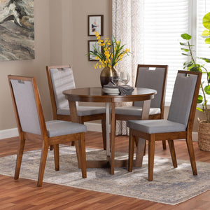 Baxton Studio Baxton Ana Modern 5-Piece Dining Set in Grey & Walnut - Stylish, Comfortable, and Durable Design Ana-Grey/Walnut-5PC Dining Set