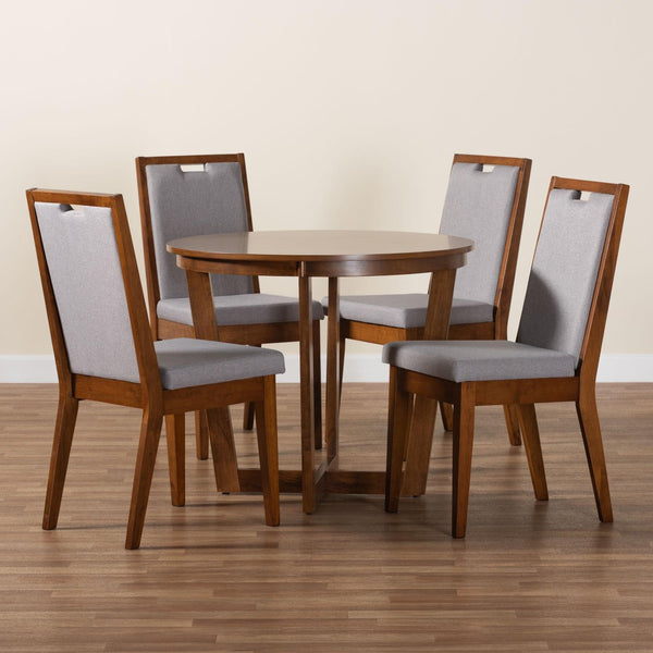 Baxton Studio Baxton Ana Modern 5-Piece Dining Set in Grey & Walnut - Stylish, Comfortable, and Durable Design Ana-Grey/Walnut-5PC Dining Set