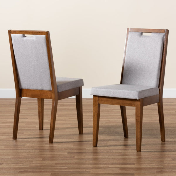 Baxton Studio Baxton Studio Octavia Modern Dining Chair Set - Grey Upholstered & Walnut Finish for Stylish Comfort RH2082C-Grey/Walnut-DC-2PK