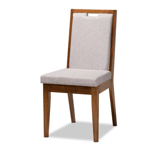 Baxton Studio Baxton Studio 5-Piece Modern Dining Set - Grey Upholstered Chairs & Walnut Table for Elegant Spaces Rosa-Grey/Walnut-5PC Dining Set