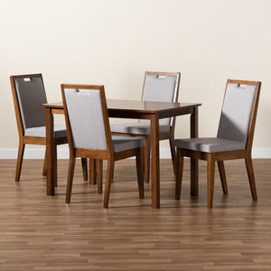 Baxton Studio Baxton Studio 5-Piece Modern Dining Set - Grey Upholstered Chairs & Walnut Table for Elegant Spaces Rosa-Grey/Walnut-5PC Dining Set