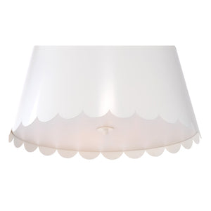 Wildwood Mirasol Pendant By Meg Braff For Wildwood — Three-Light White Shade With Scalloped Edge And Warm Gold Interior 10h x 21w x 21d 12143