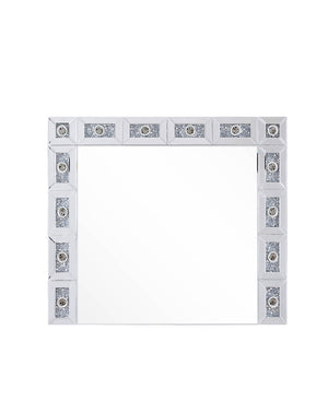 English Elm Noralie Glam Led Wall Mirror with Faux Diamond Frame for Bedroom or Entryway B2726P453786