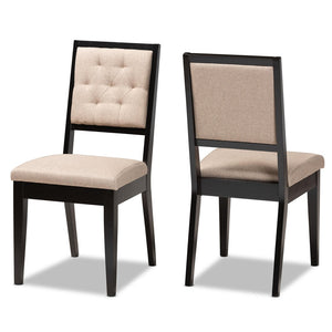 Baxton Studio Baxton Studio Gideon Modern Dining Chair Set - Upholstered Sand Fabric & Dark Brown Wood Finish RH2083C-Sand/Dark Brown-DC-2PK