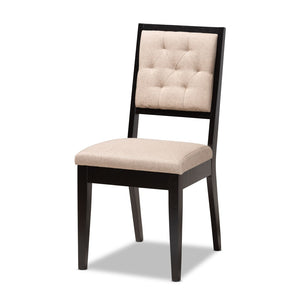Baxton Studio Baxton Suvi 7-Piece Dining Set - Modern Sand Upholstered Chairs & Dark Brown Wood Table for Comfort Suvi-Sand/Dark Brown-7PC Dining Set