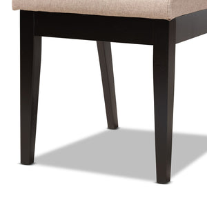 Baxton Studio Baxton Suvi 7-Piece Dining Set - Modern Sand Upholstered Chairs & Dark Brown Wood Table for Comfort Suvi-Sand/Dark Brown-7PC Dining Set