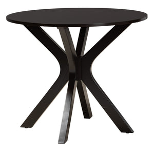 Baxton Studio Baxton Studio Mana Modern 5-Piece Dining Set - Round Table & Plush Sand Chairs for Stylish Dining Mana-Sand/Dark Brown-5PC Dining Set