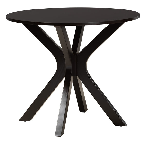 Baxton Studio Baxton Studio Mana Modern 5-Piece Dining Set - Round Table & Plush Sand Chairs for Stylish Dining Mana-Sand/Dark Brown-5PC Dining Set