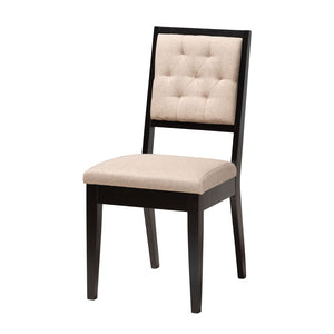 Baxton Studio Baxton Noe 5-Piece Modern Dining Set with Sculptural Table & Plush Sand Upholstered Chairs Noe-Sand/Dark Brown-5PC Dining Set