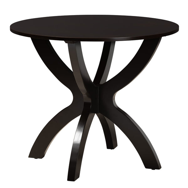 Baxton Studio Baxton Noe 5-Piece Modern Dining Set with Sculptural Table & Plush Sand Upholstered Chairs Noe-Sand/Dark Brown-5PC Dining Set