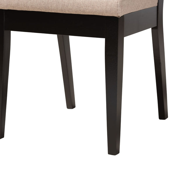 Baxton Studio Baxton Noe 5-Piece Modern Dining Set with Sculptural Table & Plush Sand Upholstered Chairs Noe-Sand/Dark Brown-5PC Dining Set