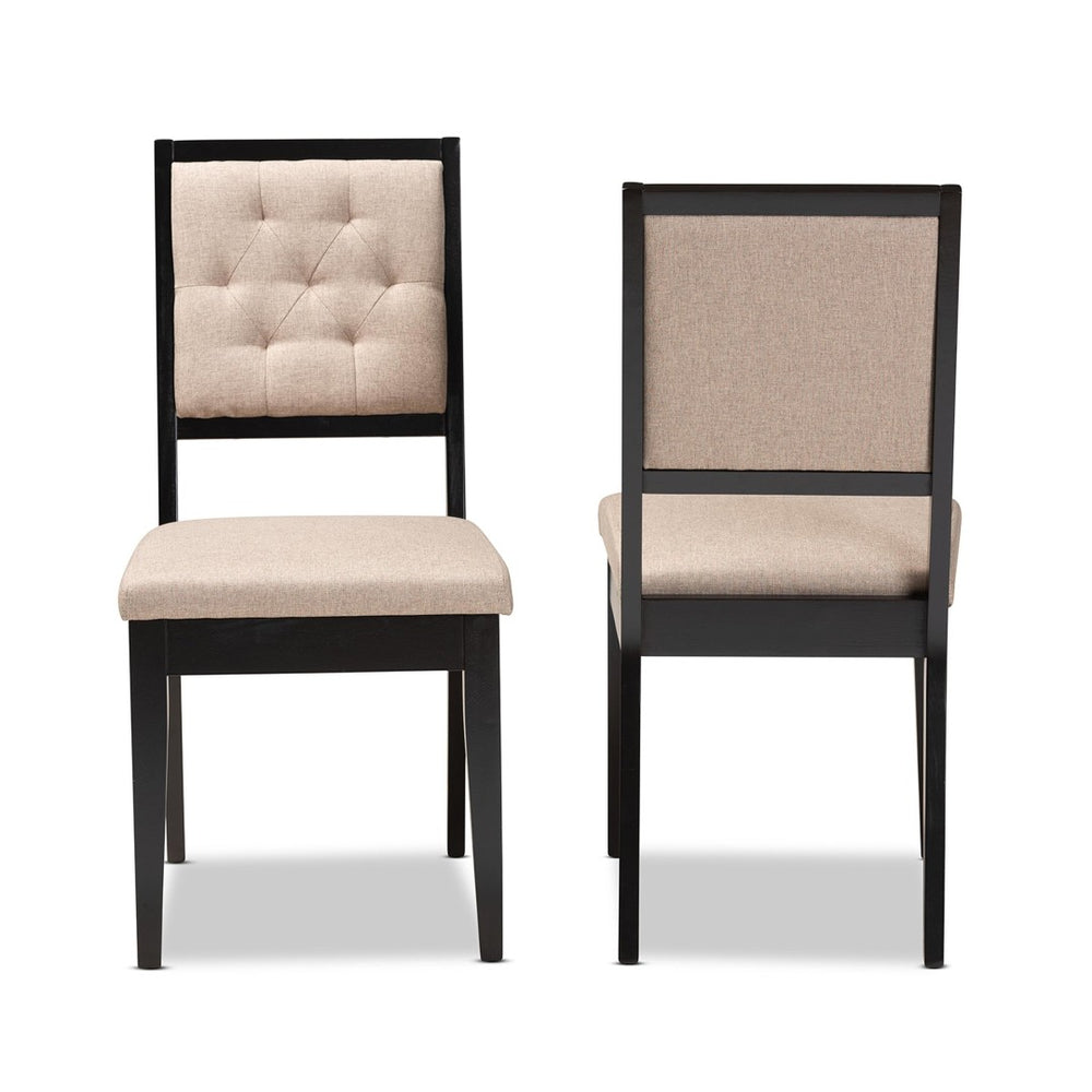 Baxton Studio Baxton Studio Gideon Modern Dining Chair Set - Upholstered Sand Fabric & Dark Brown Wood Finish RH2083C-Sand/Dark Brown-DC-2PK