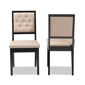 Baxton Studio Baxton Studio Gideon Modern Dining Chair Set - Upholstered Sand Fabric & Dark Brown Wood Finish RH2083C-Sand/Dark Brown-DC-2PK