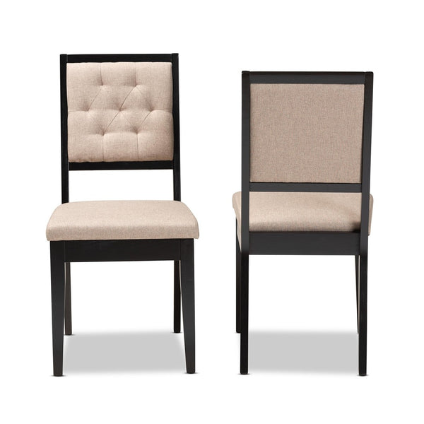 Baxton Studio Baxton Studio Gideon Modern Dining Chair Set - Upholstered Sand Fabric & Dark Brown Wood Finish RH2083C-Sand/Dark Brown-DC-2PK