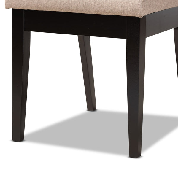 Baxton Studio Baxton Studio Suvi 5-Piece Modern Dining Set with Sand Upholstered Chairs & Dark Brown Wood Finish Suvi-Sand/Dark Brown-5PC Dining Set