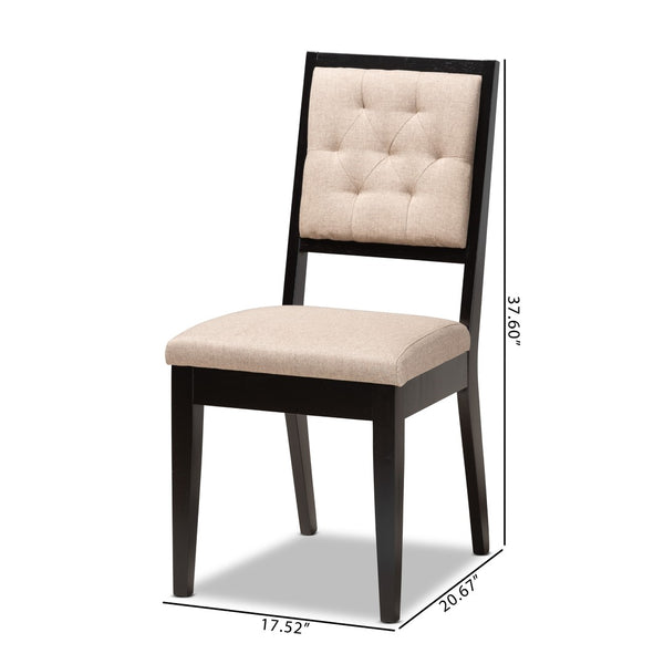 Baxton Studio Baxton Studio Gideon Modern Dining Chair Set - Upholstered Sand Fabric & Dark Brown Wood Finish RH2083C-Sand/Dark Brown-DC-2PK
