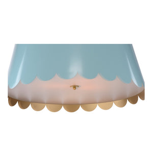 Wildwood Mirasol Scalloped Pendant Ceiling Light By Meg Braff — Spring Finish With Gold Interior, 3-Light Elegance Blue 12144