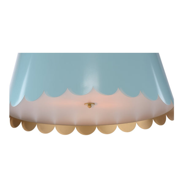 Wildwood Mirasol Scalloped Pendant Ceiling Light By Meg Braff — Spring Finish With Gold Interior, 3-Light Elegance Blue 12144