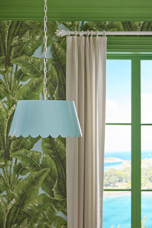 Wildwood Mirasol Scalloped Pendant Ceiling Light By Meg Braff — Spring Finish With Gold Interior, 3-Light Elegance Blue 12144