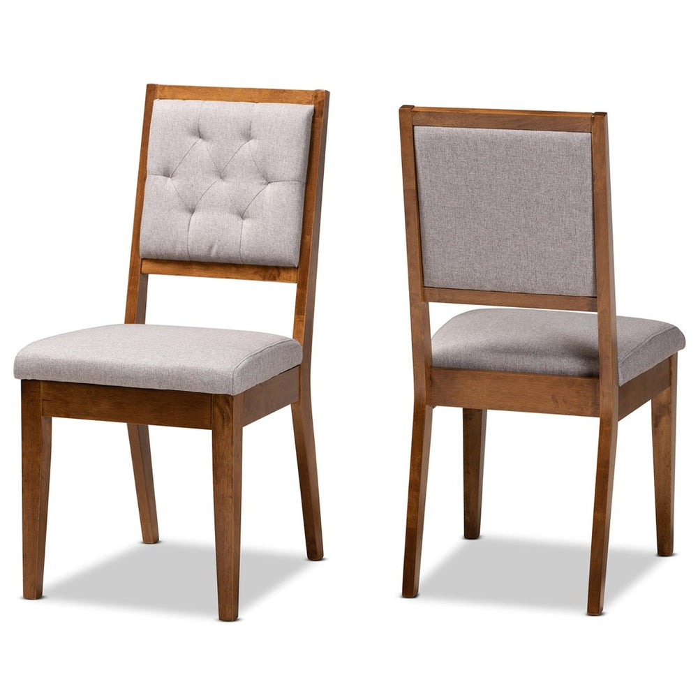 Baxton Studio Baxton Studio 2-Piece Dining Chair Set - Contemporary Grey Upholstered with Walnut Wood Finish, Comfort & Style RH2083C-Grey/Walnut-DC-2PK