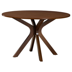 Baxton Studio Baxton Studio Mana 7-Piece Modern Dining Set with Round Table & Tufted Chairs for Stylish Gatherings Mana-Grey/Walnut-7PC Dining Set
