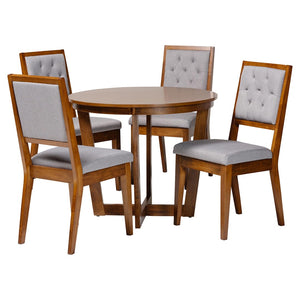 Baxton Studio Baxton Studio Kala 5-Piece Modern Dining Set in Grey & Walnut - Stylish Comfort for Any Meal! Kala-Grey/Walnut-5PC Dining Set