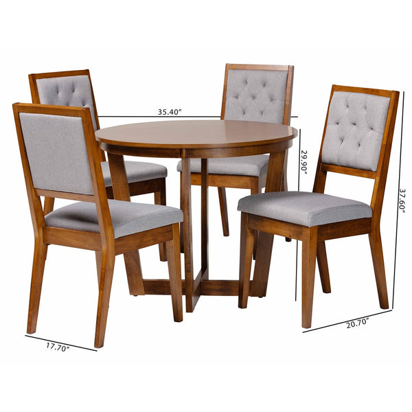 Baxton Studio Baxton Studio Kala 5-Piece Modern Dining Set in Grey & Walnut - Stylish Comfort for Any Meal! Kala-Grey/Walnut-5PC Dining Set
