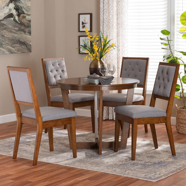 Baxton Studio Baxton Studio Kala 5-Piece Modern Dining Set in Grey & Walnut - Stylish Comfort for Any Meal! Kala-Grey/Walnut-5PC Dining Set