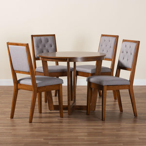Baxton Studio Baxton Studio Kala 5-Piece Modern Dining Set in Grey & Walnut - Stylish Comfort for Any Meal! Kala-Grey/Walnut-5PC Dining Set