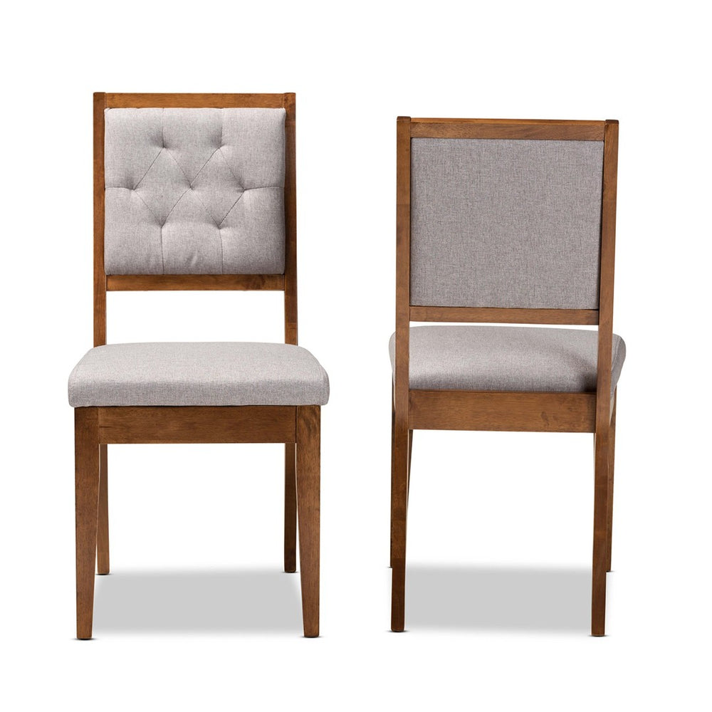 Baxton Studio Baxton Studio 2-Piece Dining Chair Set - Contemporary Grey Upholstered with Walnut Wood Finish, Comfort & Style RH2083C-Grey/Walnut-DC-2PK