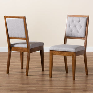 Baxton Studio Baxton Studio 2-Piece Dining Chair Set - Contemporary Grey Upholstered with Walnut Wood Finish, Comfort & Style RH2083C-Grey/Walnut-DC-2PK