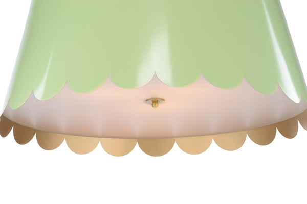 Wildwood Mirasol Scalloped Pendant Ceiling Light By Meg Braff — Spring Finish With Gold Interior, 3-Light Elegance Green 12145