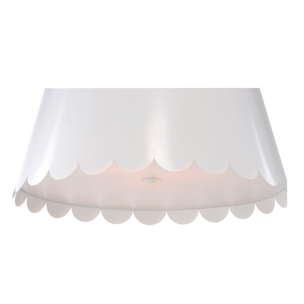 Wildwood Mirasol Pendant By Meg Braff For Wildwood — Three-Light White Shade With Scalloped Edge And Warm Gold Interior 13h x 29w x 29d 12146