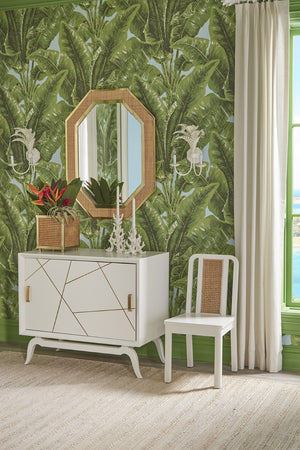 Wildwood Royal Palm Sconce Hand-Finished Two-Arm White Tole Metal With Sculpted Palm Fronds, 17.5"H 12147