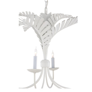 Wildwood Royal Palm Chandelier Crisp White 6-Arm Tole With Sculpted Palm Fronds, 24"W Coastal Lighting For Dining 12149