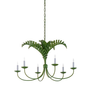 Wildwood Royal Palm Chandelier By Meg Braff — Six‑Arm Spring Green Palm Frond Fixture For Coastal Dining Rooms 12150