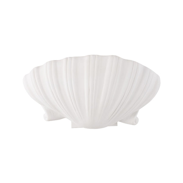 Wildwood Syrie Sculptural Shell Sconce — Matte White Plaster Wall Washer For Coastal, Ambient Accent Lighting (96) 12156