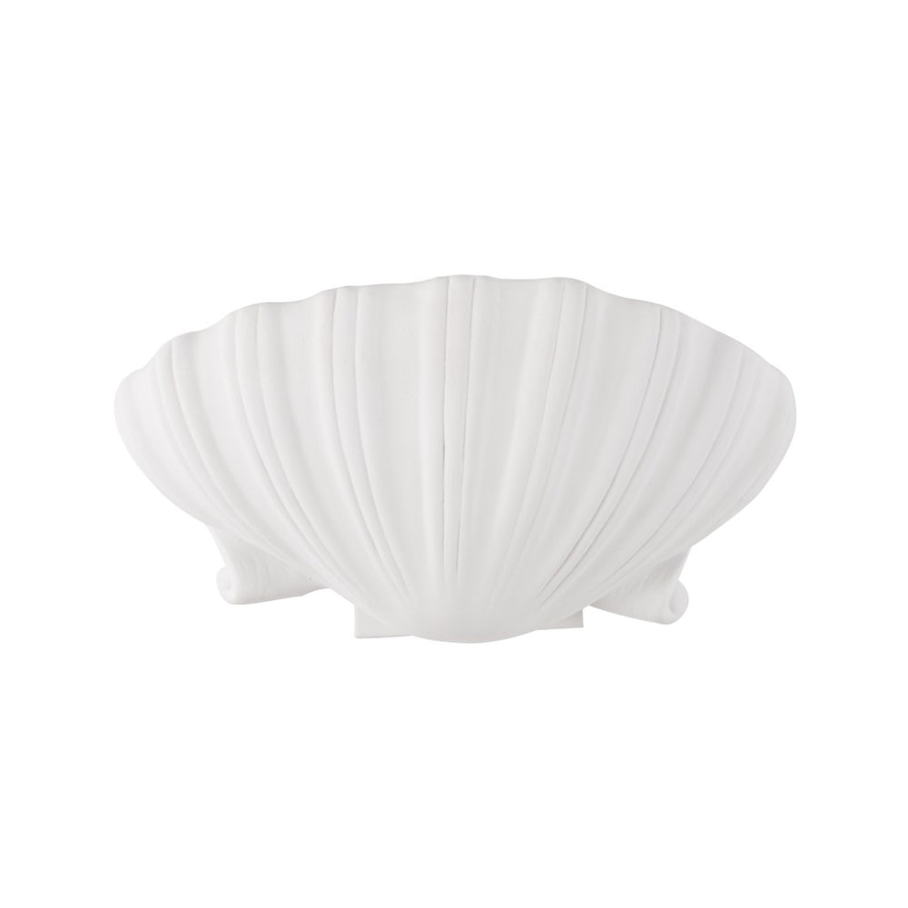 Wildwood Syrie Sculptural Shell Sconce — Matte White Plaster Wall Washer For Coastal, Ambient Accent Lighting (96) 12156