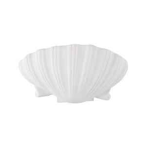 Wildwood Syrie Sculptural Shell Sconce — Matte White Plaster Wall Washer For Coastal, Ambient Accent Lighting (96) 12156