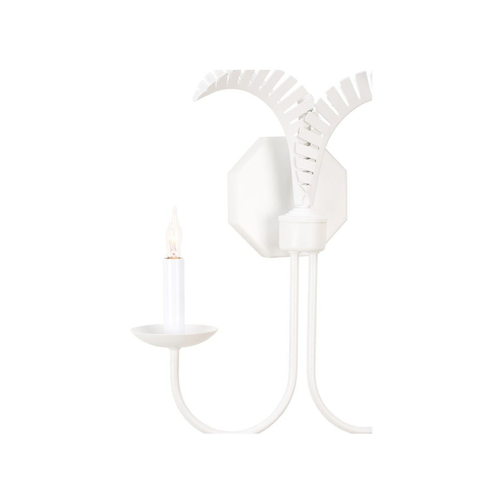 Wildwood Petite Palm Sconce With Hand-Sculpted Palm Motif — Compact Coastal Wall Light For Hallways & Baths White/Cream 12159