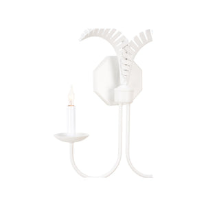 Wildwood Petite Palm Sconce With Hand-Sculpted Palm Motif — Compact Coastal Wall Light For Hallways & Baths White/Cream 12159