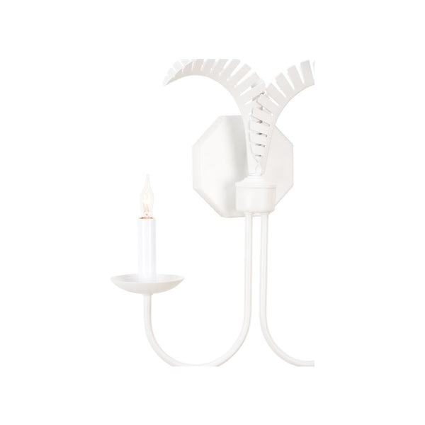 Wildwood Petite Palm Sconce With Hand-Sculpted Palm Motif — Compact Coastal Wall Light For Hallways & Baths White/Cream 12159