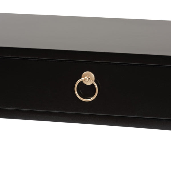 Baxton Studio Baxton Beagan Modern Console Table with Gold Metal Base and Two Spacious Drawers for Stylish Storage Black JY20B168-Black/Gold