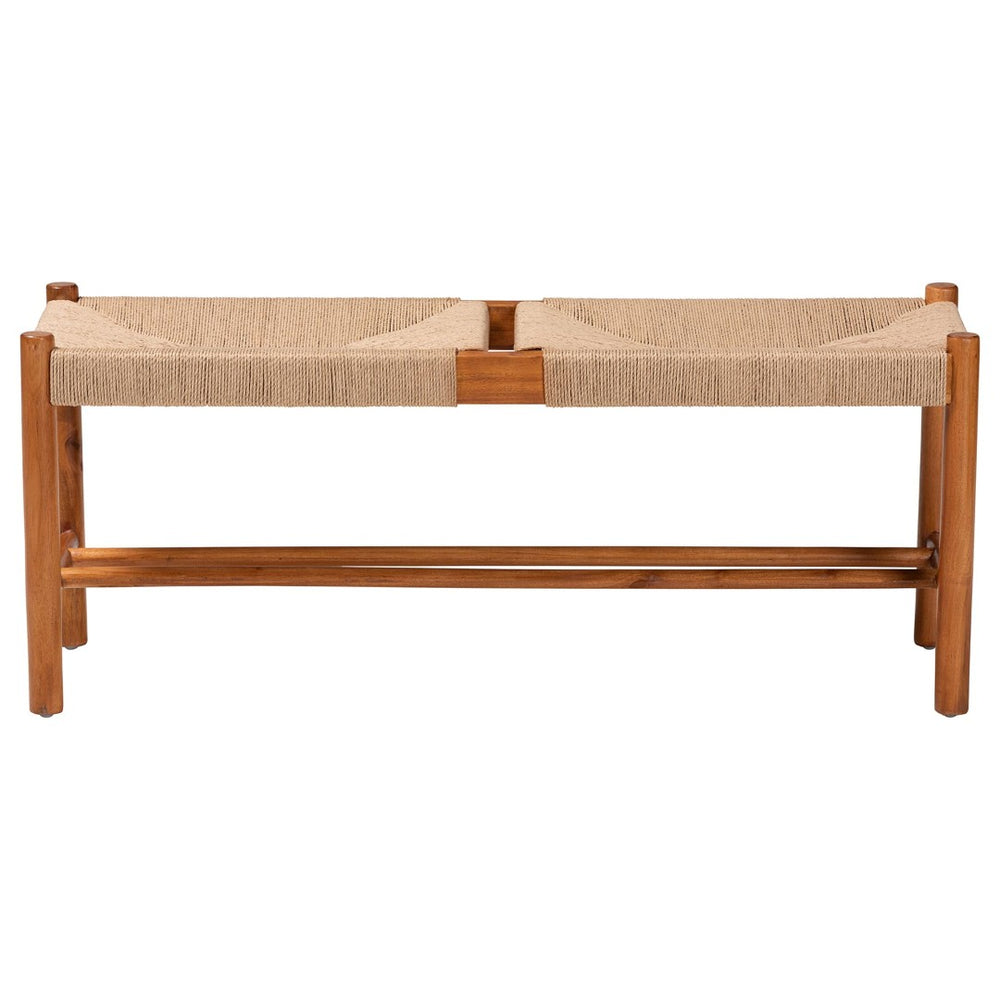 Baxton Studio Baxton Studio Saura Mid-Century Modern Oak Dining Bench with Woven Hemp Seat & Stylish Storage Shelf SK9151-Oak-Bench