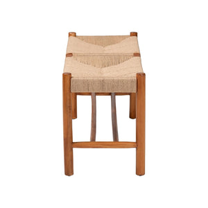 Baxton Studio Baxton Studio Saura Mid-Century Modern Oak Dining Bench with Woven Hemp Seat & Stylish Storage Shelf SK9151-Oak-Bench