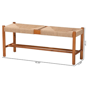 Baxton Studio Baxton Studio Saura Mid-Century Modern Oak Dining Bench with Woven Hemp Seat & Stylish Storage Shelf SK9151-Oak-Bench
