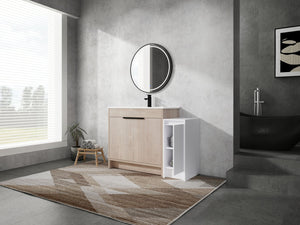 English Elm 48 Inch Freestanding Bathroom Vanity With Ceramic Sink, Soft-Close Doors & Ample Storage Solutions W999S00306