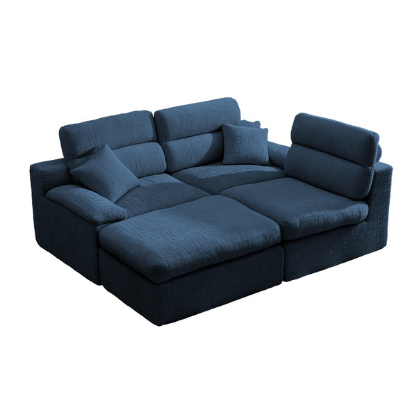 English Elm Corner Chenille Sectional Sleeper Sofa with High Back Support for Apartment Living Dark Blue W5532S00038